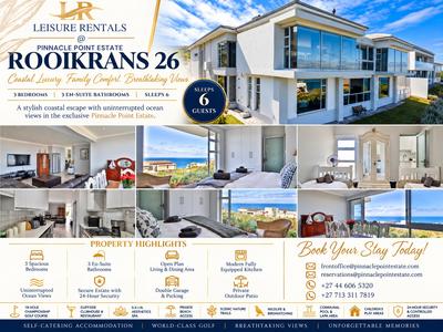 House For Rent in Pinnacle Point Golf Estate, Mossel Bay
